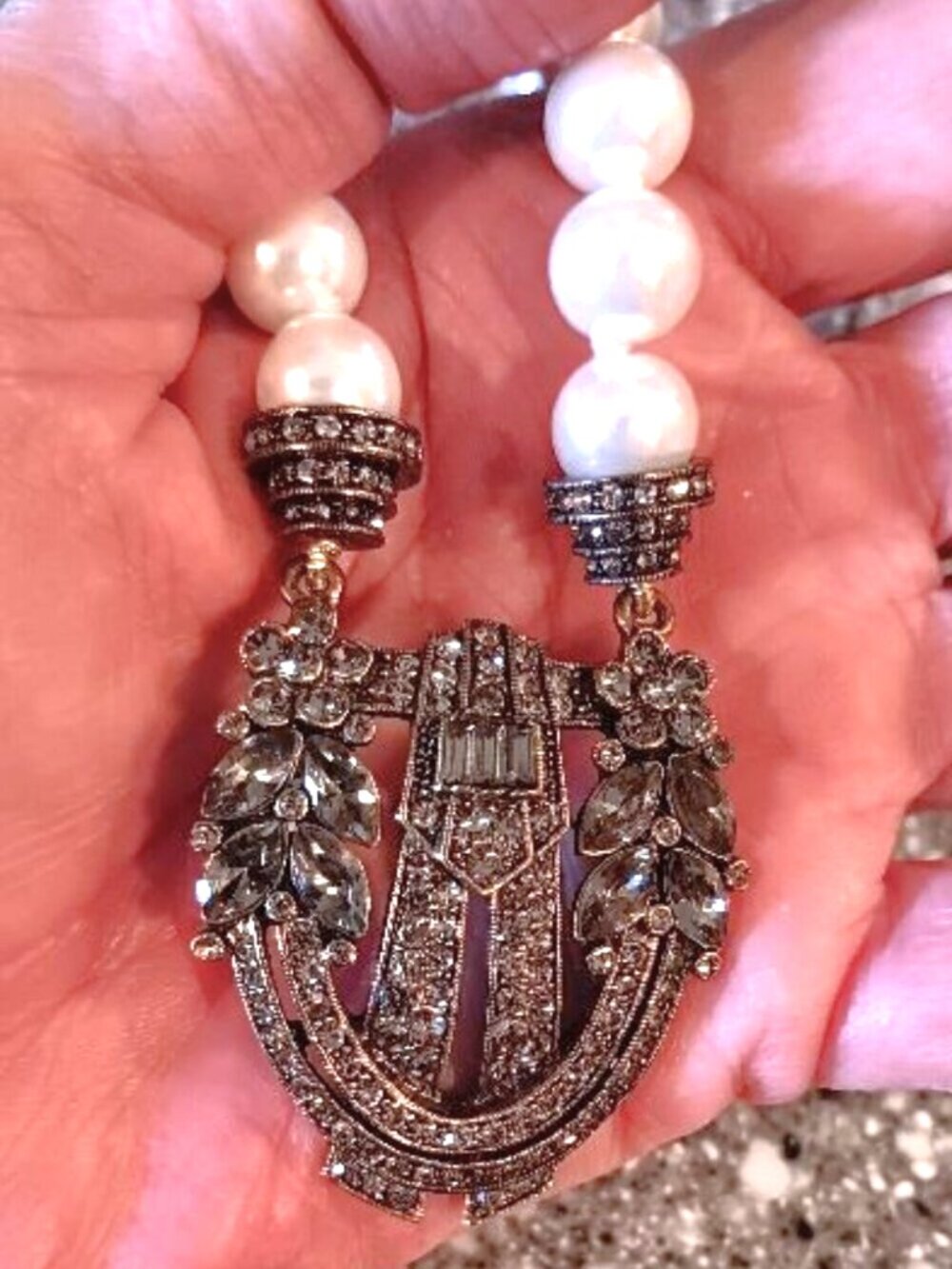 Heidi Daus Pearl Art Deco Style Necklace